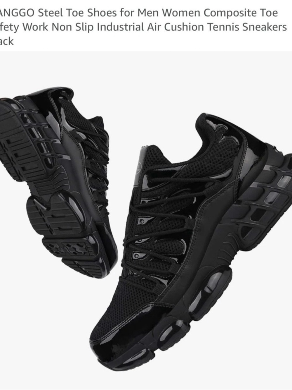 Lianggo Men's Black Athletic Steel Toe Safety Sneakers SZ 41